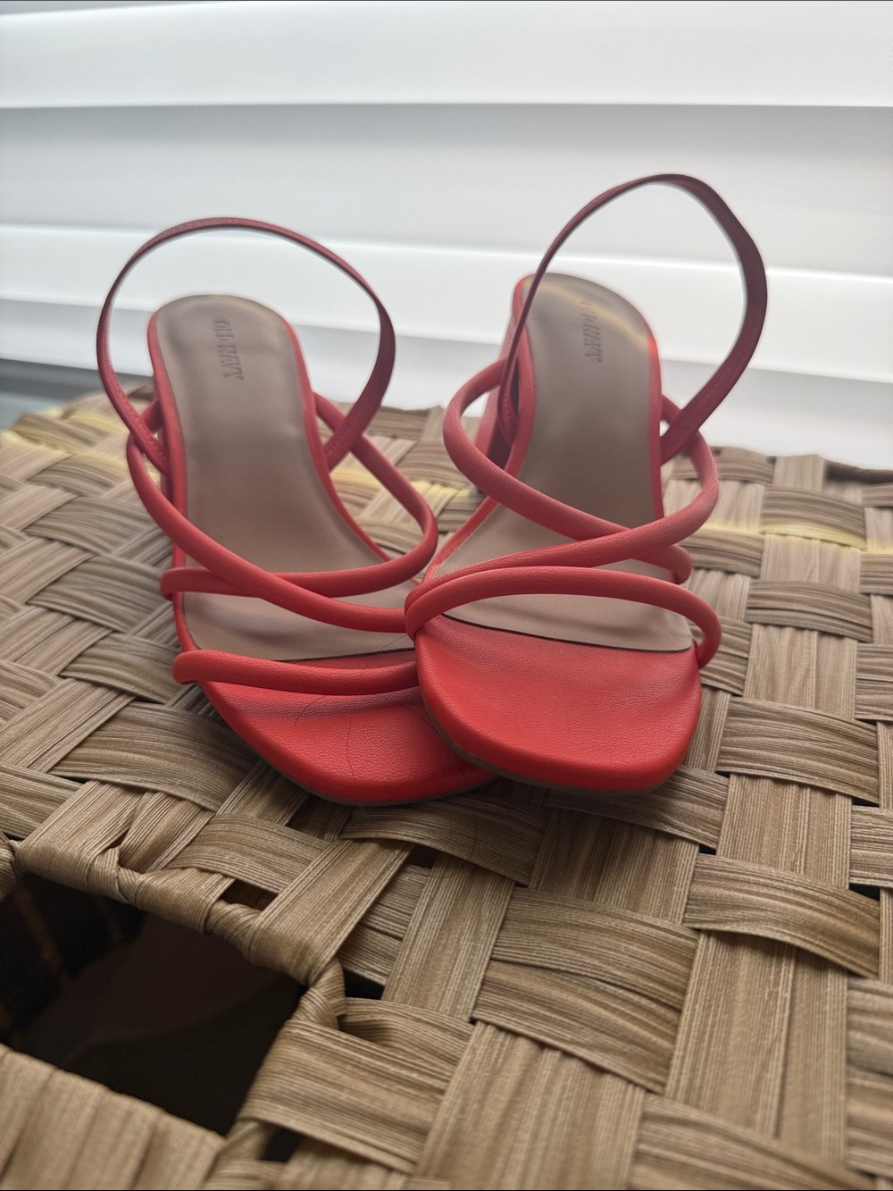 Old Navy Red Strappy Square-Toe Heeled Sandals